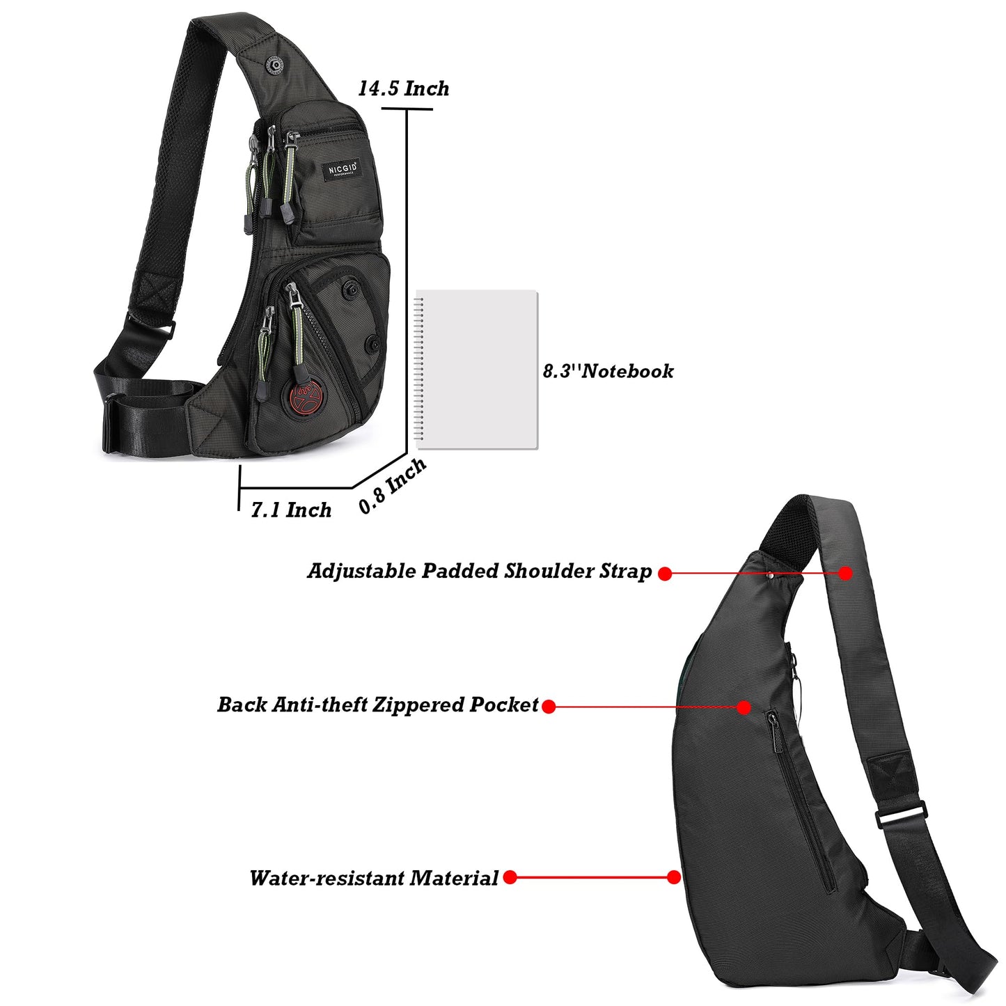 Optima Adventure Sling Backpack - Durable Crossbody for Tablets & Hiking