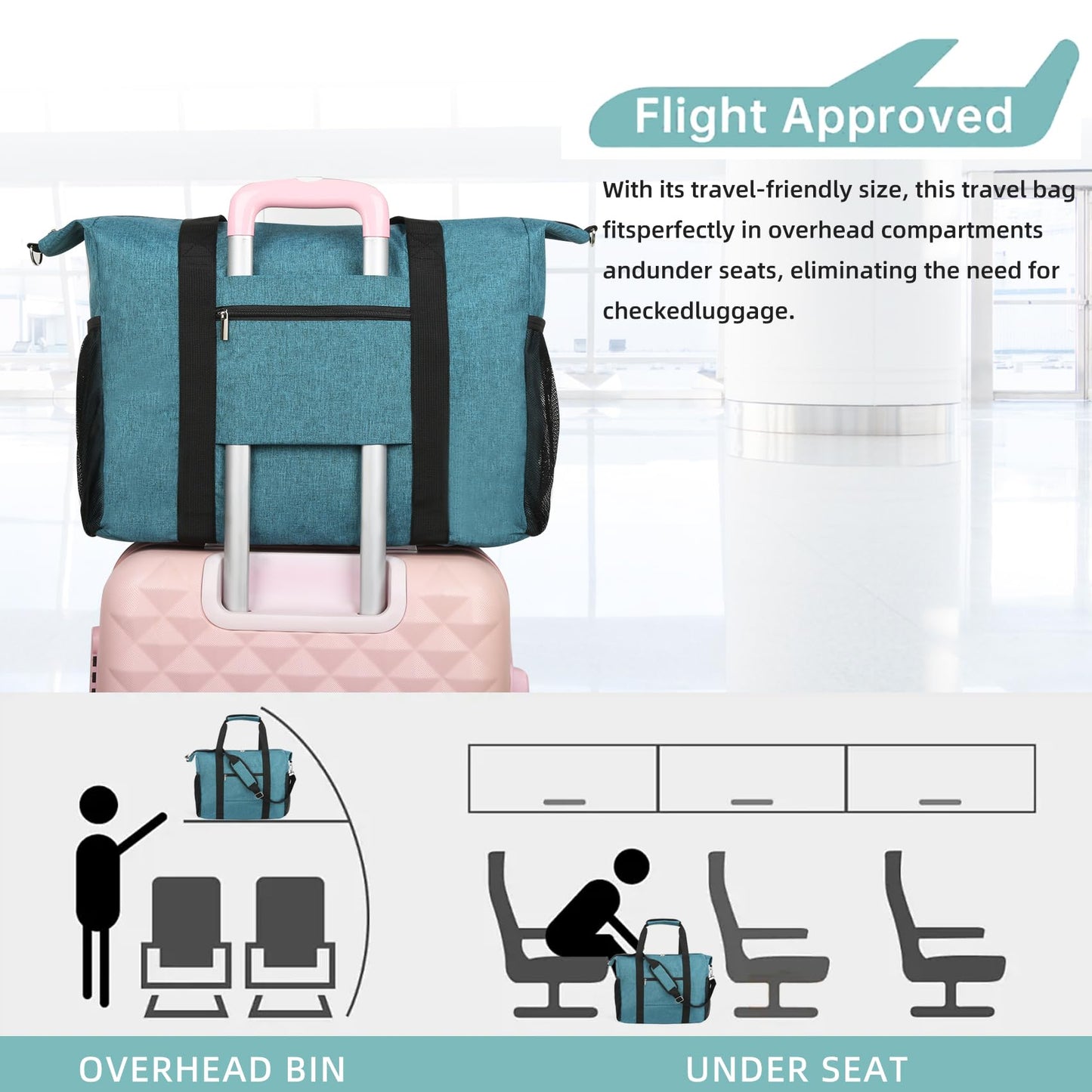 Optima Premium Travel Duffel Bag - Foldable, Waterproof, Blue
