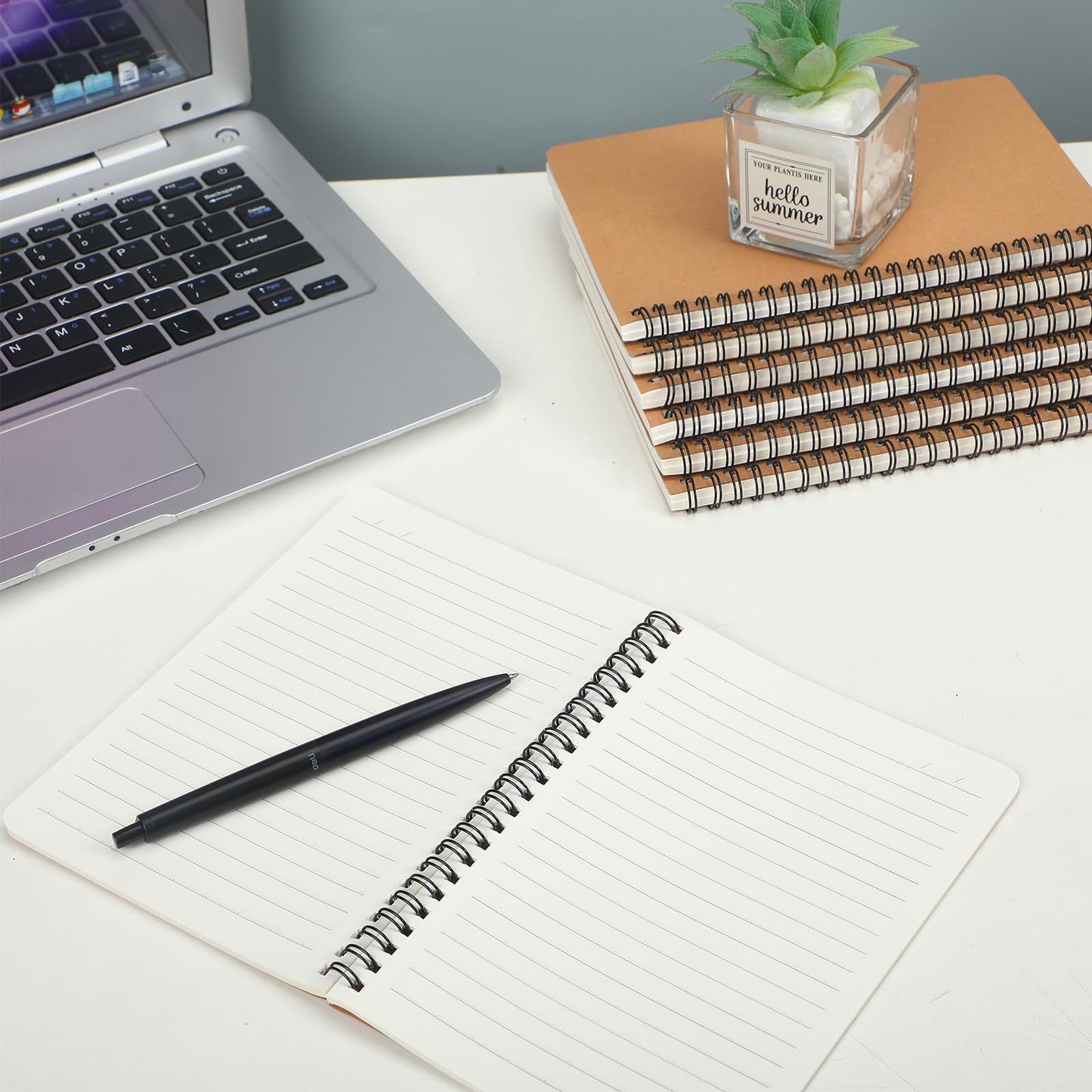 Optima Premium A5 Spiral Lined Notebooks - 60 Pack, Kraft Cover