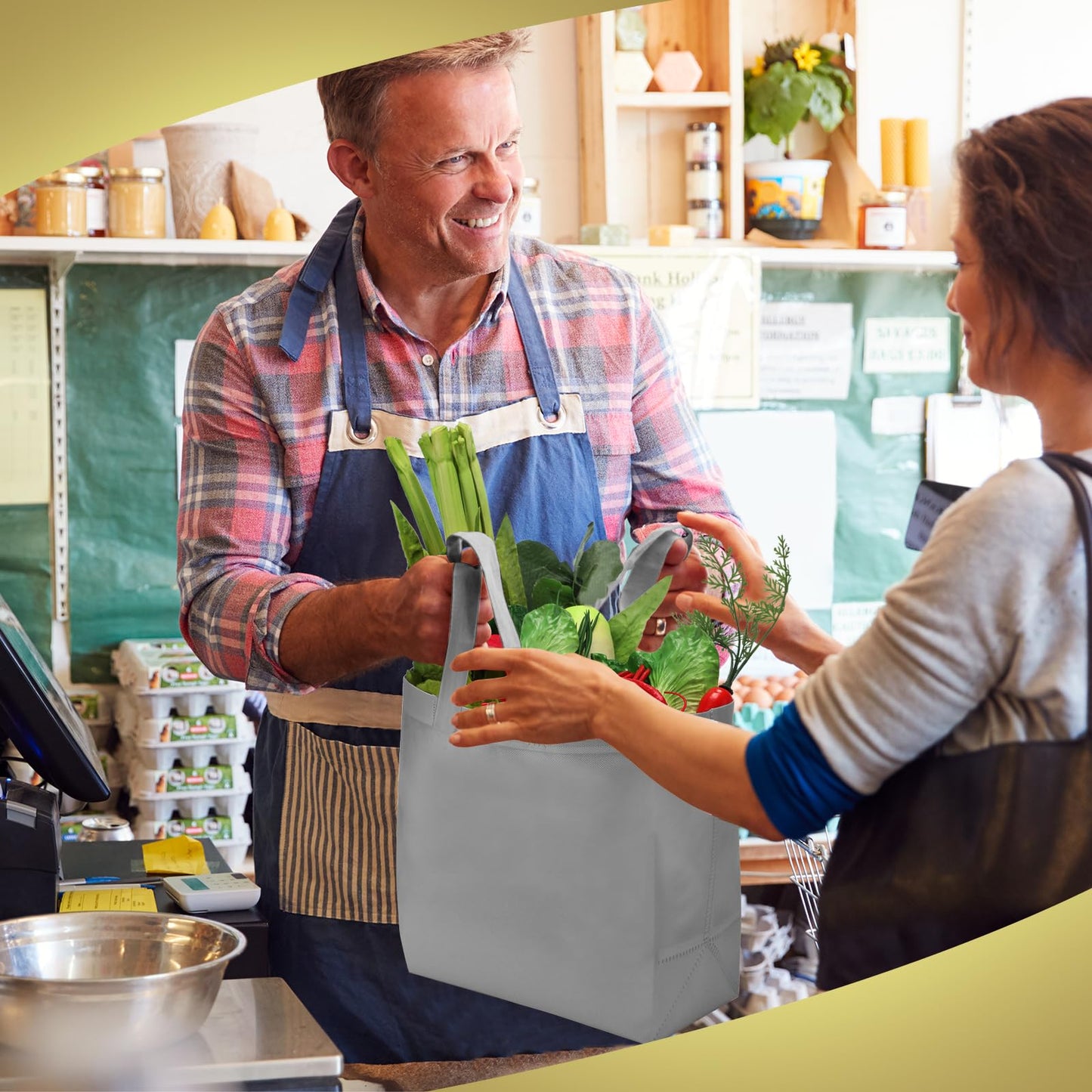 Optima Premium Reusable Tote Bags - 50 Pack Non-Woven Grocery Bags