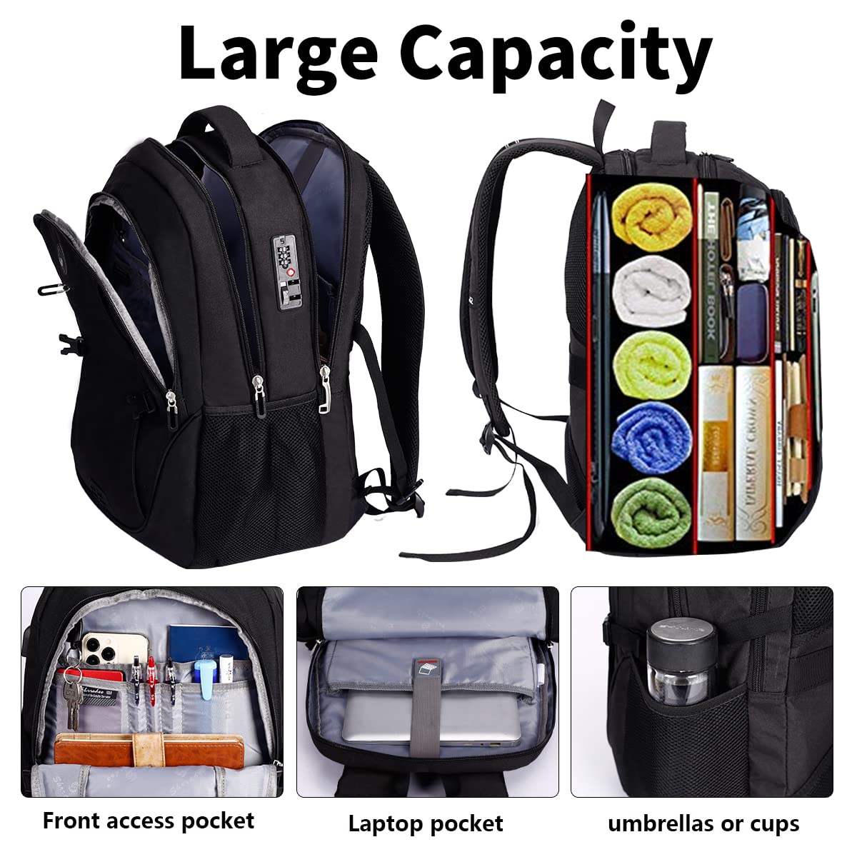 Optima Anti-Theft Travel Laptop Backpack with USB Charging Port