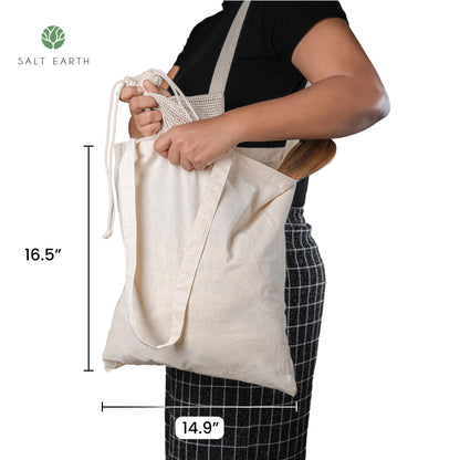 Optima Premium Cotton Reusable Tote Bag - Set of 6, Multipurpose