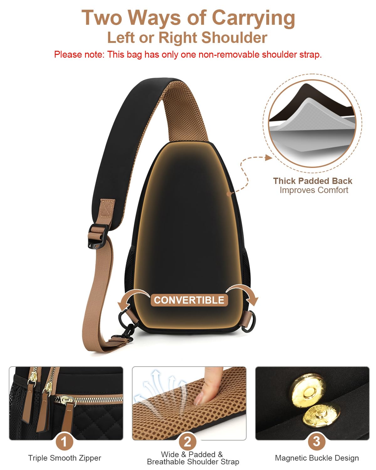 Optima Women's Waterproof Sling Bag - Medium Crossbody Fanny Pack