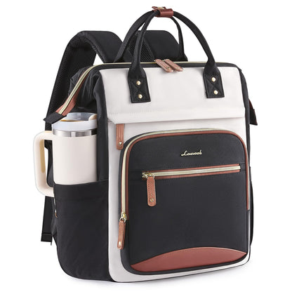 Optima Women's Fashion Laptop Backpack - 15.6 Inch, Beige-Black