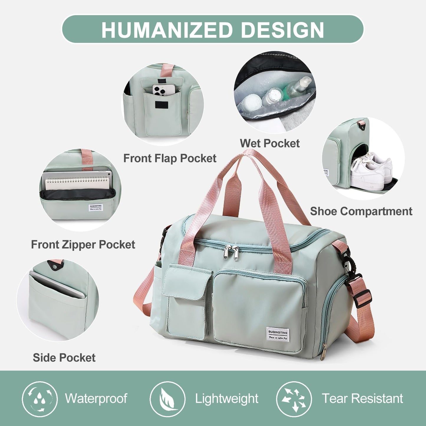 Optima Women's Small Duffle Bag with Shoe Compartment - Travel Ready