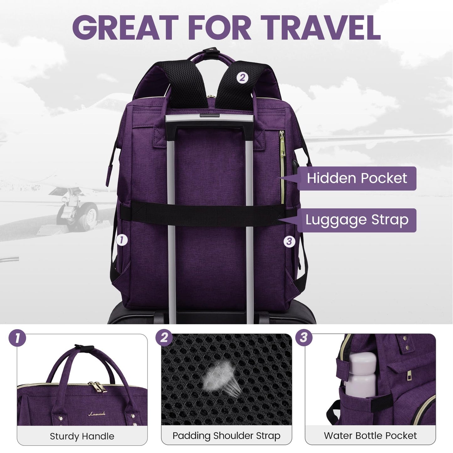Optima Premium 15.6-Inch Waterproof Laptop Backpack for Women