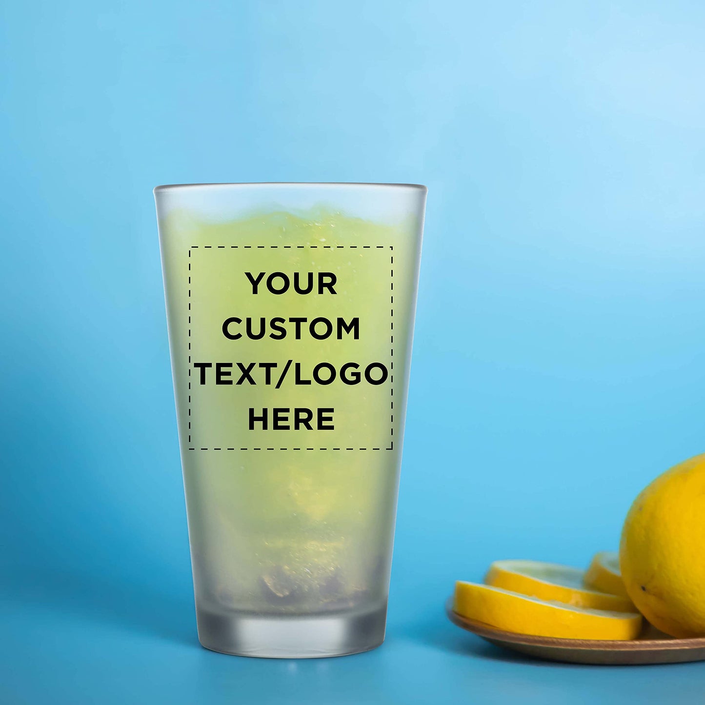 Optima Premium Frosted Pint Glasses Set - 16 oz, Customizable