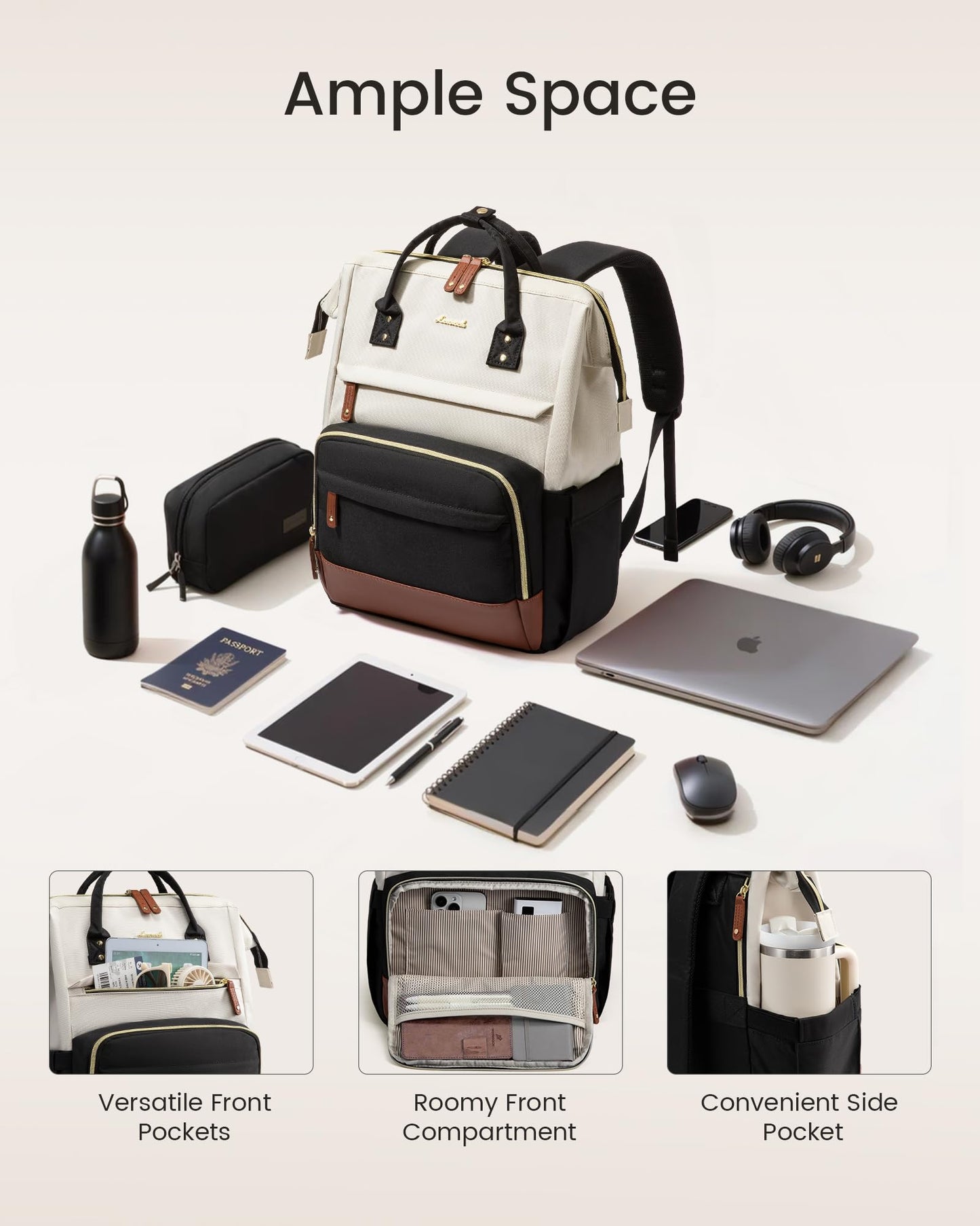 Optima Women's Laptop Backpack - 15.6 Inch, Stylish Work Purse