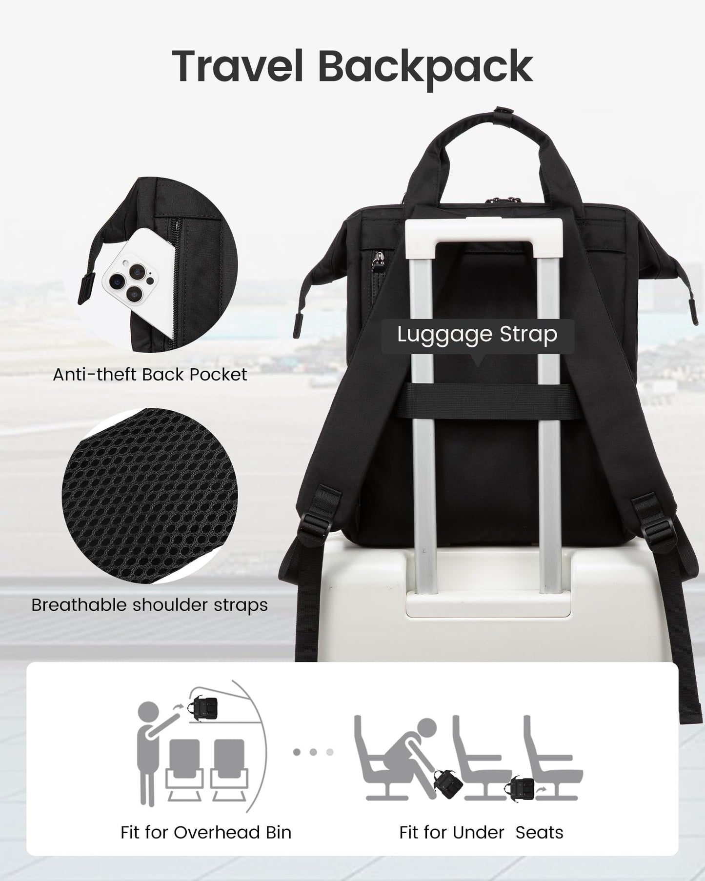 Optima Women's Laptop Backpack - 15.6 Inch, Travel & Work Ready