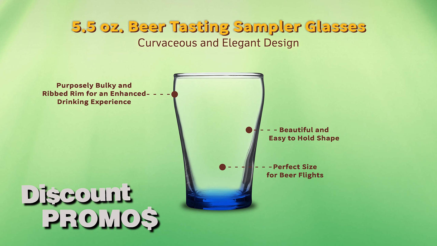 Optima Premium Beer Tasting Glass Set - 10 x 5.5 oz. Samplers