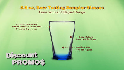 Optima Premium Beer Tasting Glass Set - 10 x 5.5 oz. Samplers