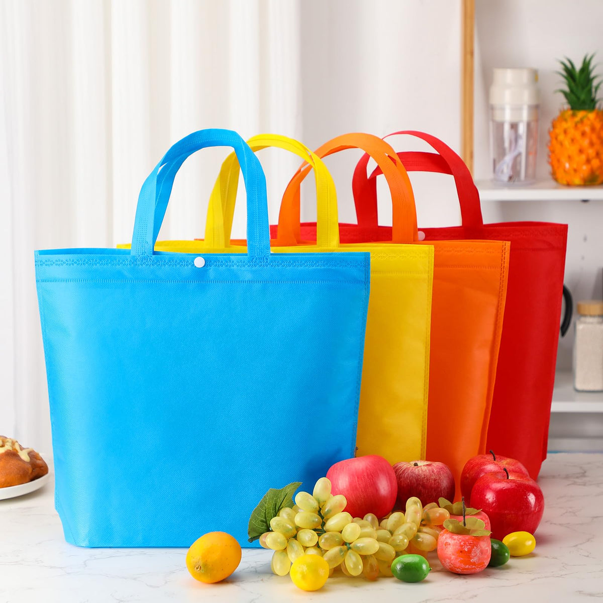 Optima Premium Reusable Multicolor Shopping Bags - 100 Pack, Small