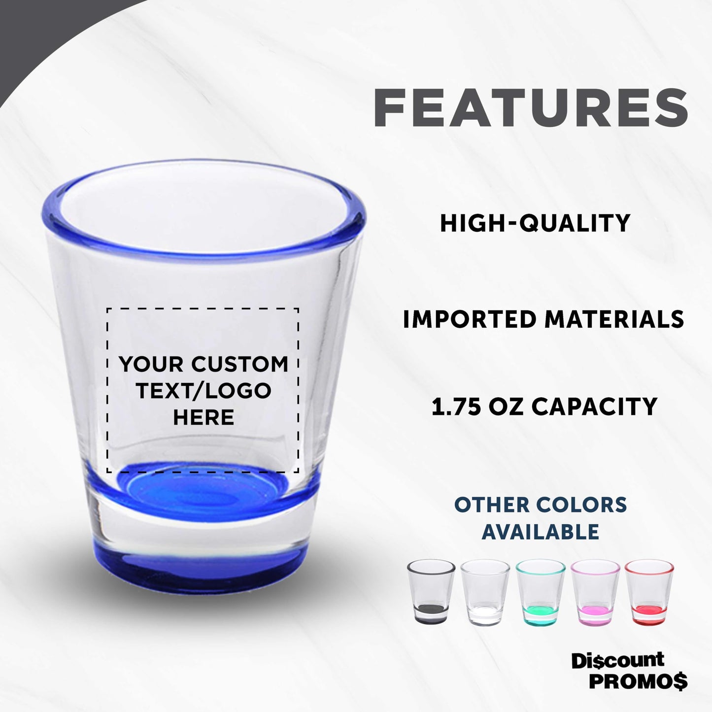 Optima Custom Shot Glasses Set - 1.75 oz, 100 Pack for Events