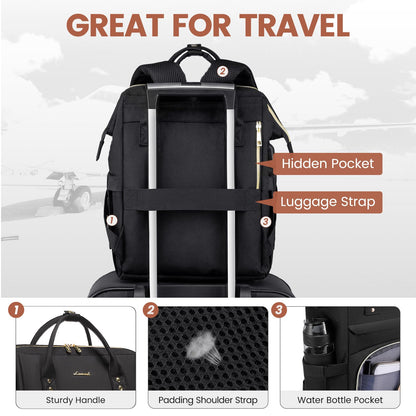 Optima Women's Laptop Backpack - Stylish Travel Bag with USB Port