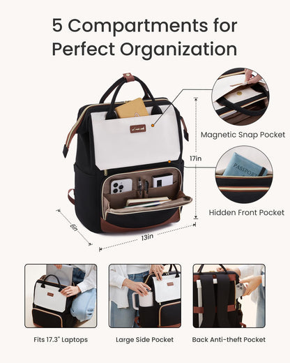Optima Premium Women's Laptop Backpack - 15.6 inch, Beige