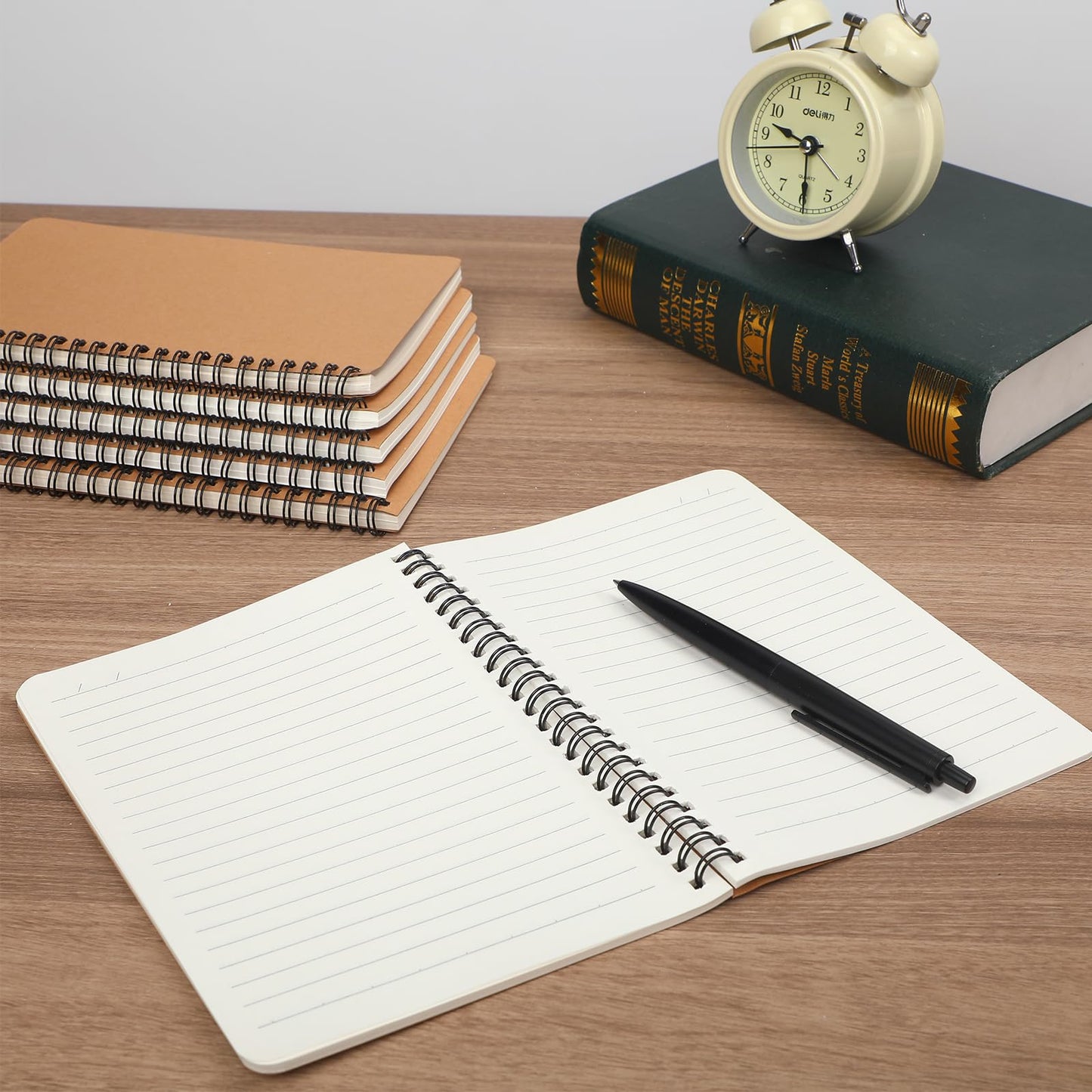 Optima Premium A5 Spiral Lined Notebooks - 60 Pack, Kraft Cover