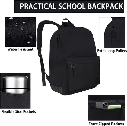 Optima Lightweight Casual Laptop Backpack - USB Charging, Full Black
