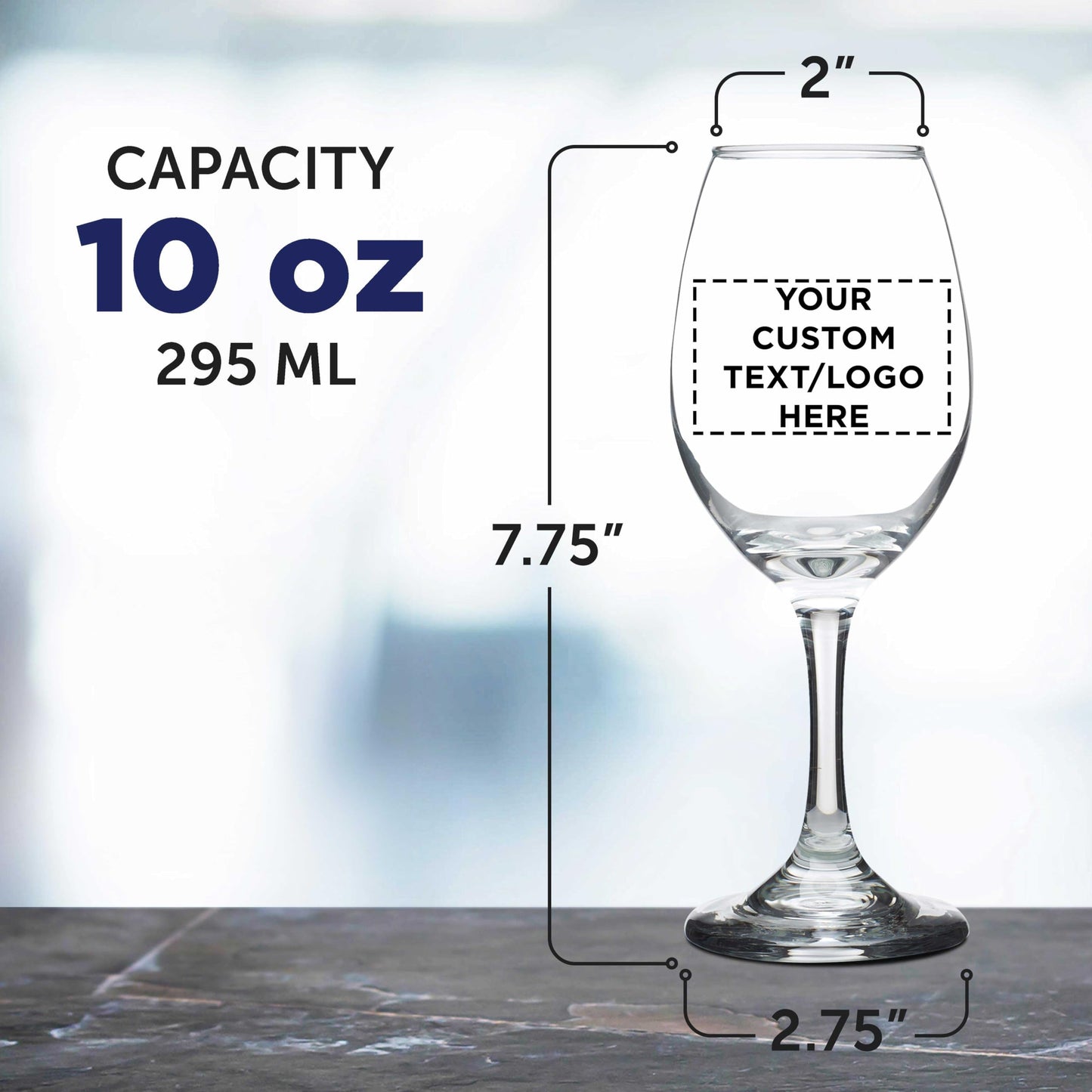 Optima Custom 10 oz. Wine Glasses Set - Personalized Bulk Pack