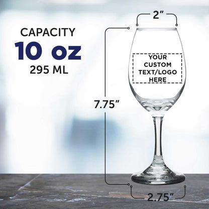 Optima Custom 10 oz. Wine Glasses Set - Personalized Bulk Pack