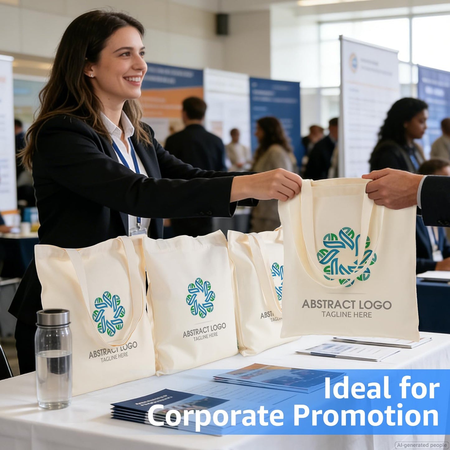 Optima Premium Canvas Tote Bag - 13x15 Inches, 50 Pack, Reusable