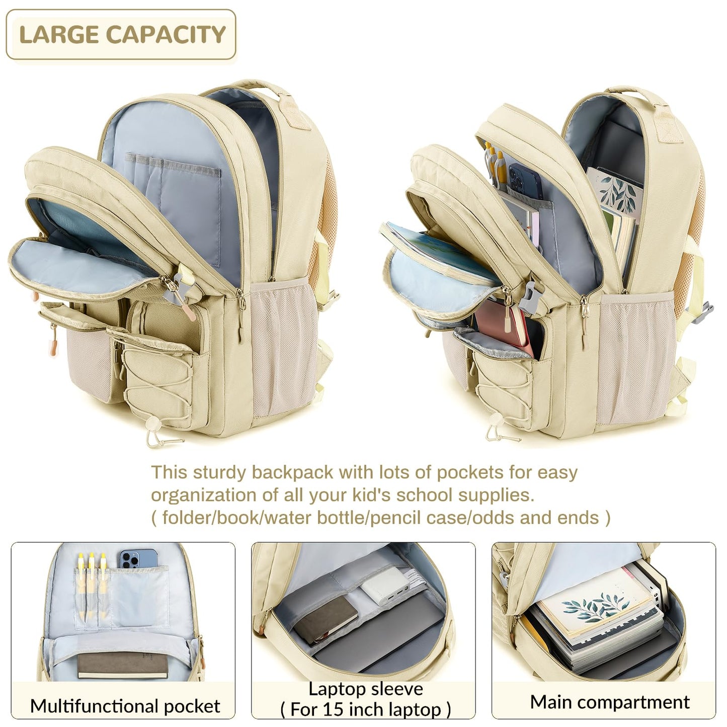 Optima Premium Multi-Pocket Travel Backpack - 15.6" Laptop Compartment