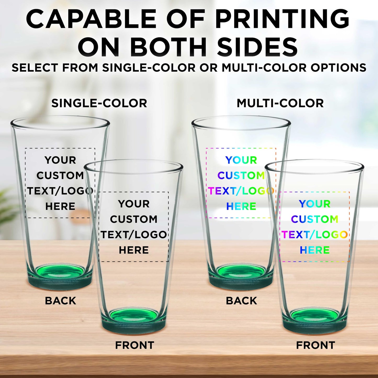 Optima Premium Heavy Duty Beer Pint Glasses - 16 oz, Set of 50