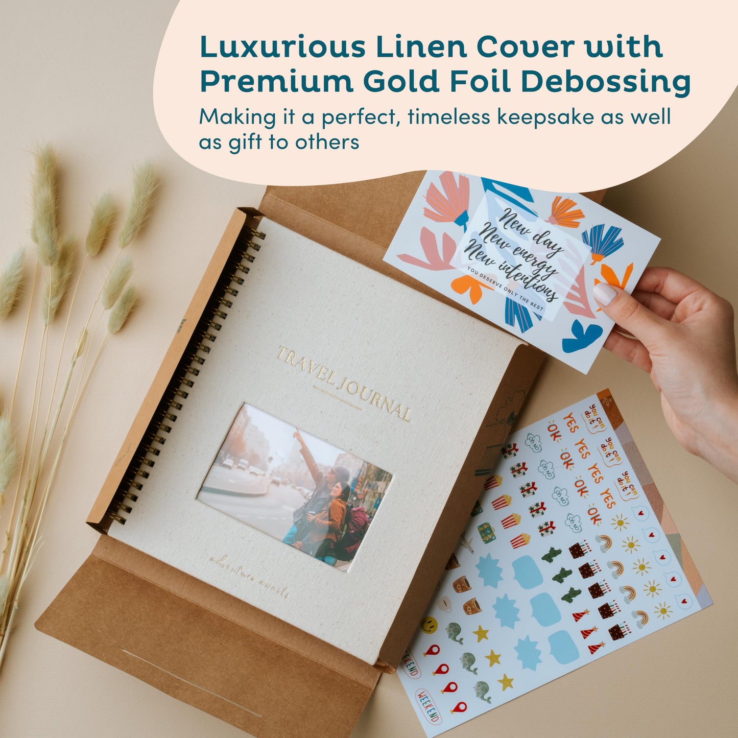 Optima Premium Linen Travel Journal - Personalized Adventure Notebook