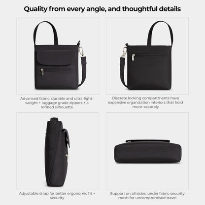 Optima Anti-Theft Mini Shoulder Bag - Black, Compact & Secure