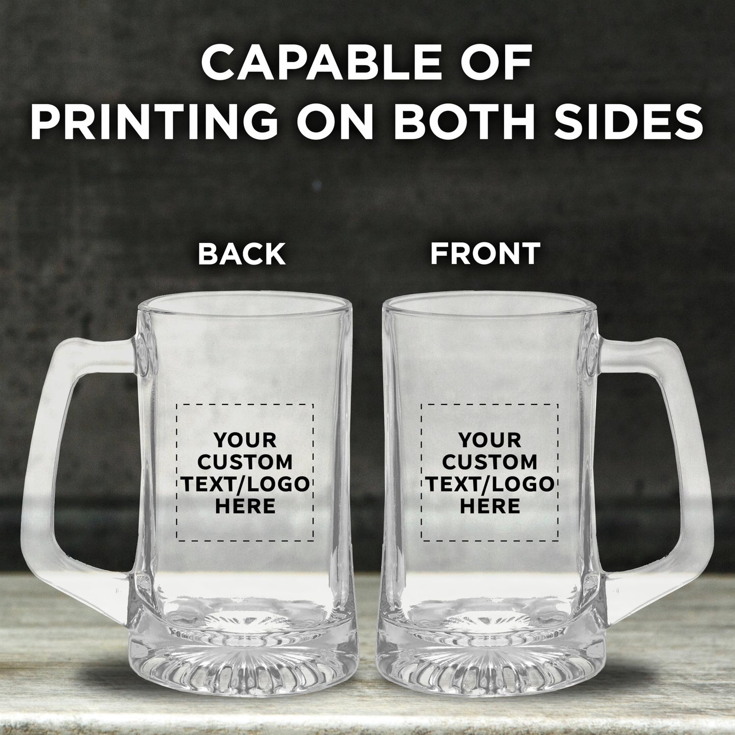Optima Custom 14 oz Glass Beer Mugs - Set of 6 for Events