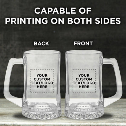 Optima Custom 14 oz Glass Beer Mugs - Set of 6 for Events