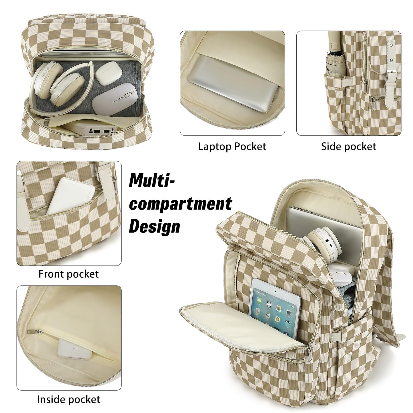 Optima Corduroy Travel Backpack - 15.6 Inch Women's Laptop Bag
