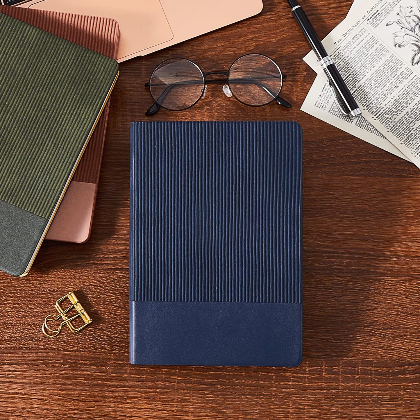 Optima Premium A5 Leather Journal Notebook - 80 Sheets, Khaki
