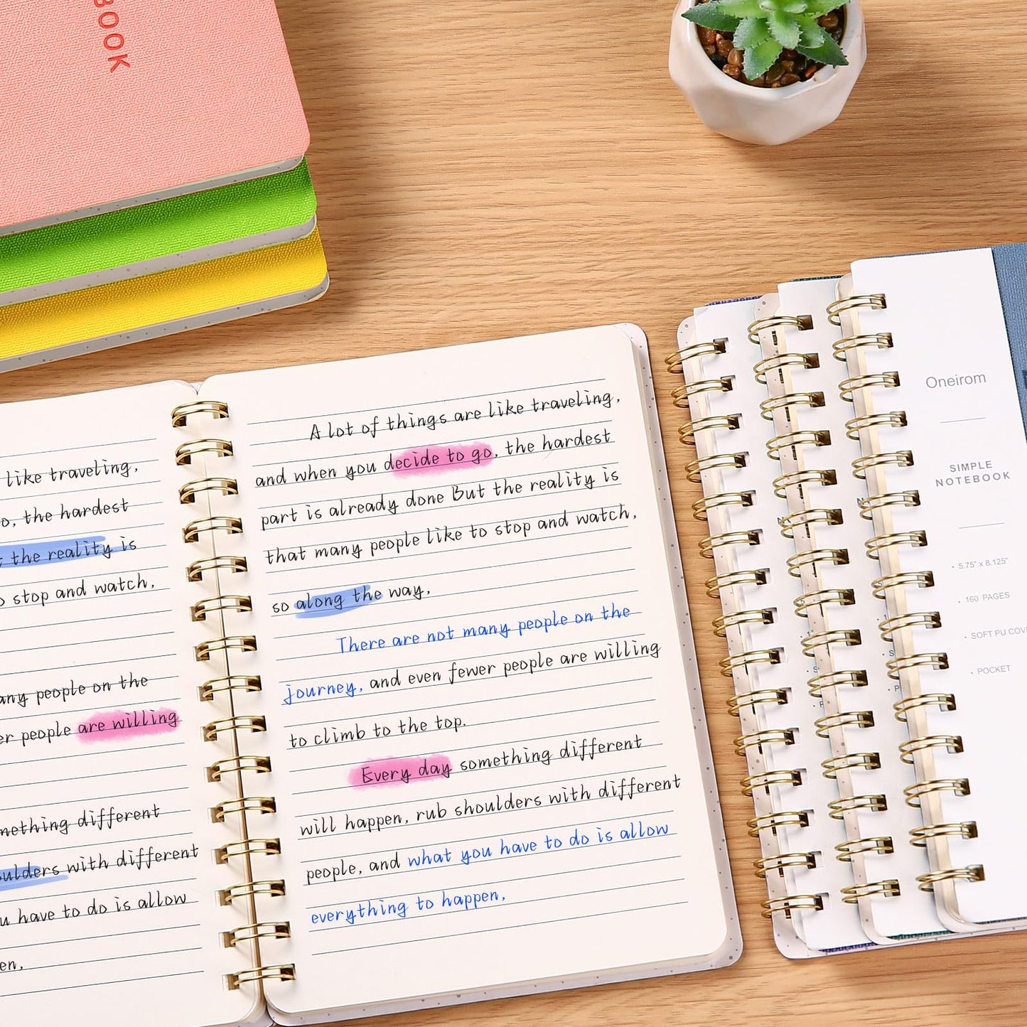 Optima Premium PU Leather Spiral Notebook - 6.10" x 8.19" Journal