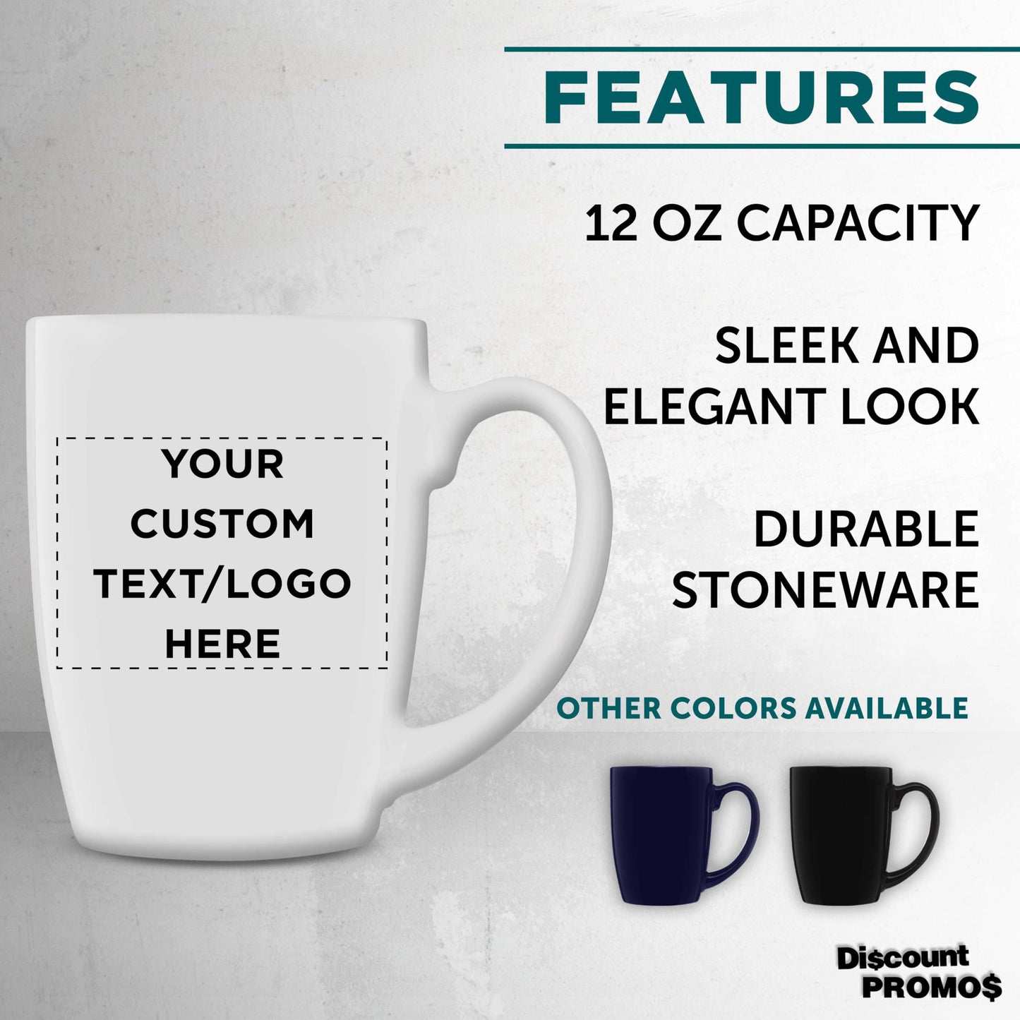 Optima Custom 12 Oz. Stoneware Coffee Mug Set - 100 Pack