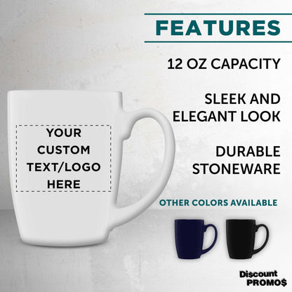 Optima Custom 12 Oz. Stoneware Coffee Mug Set - 100 Pack