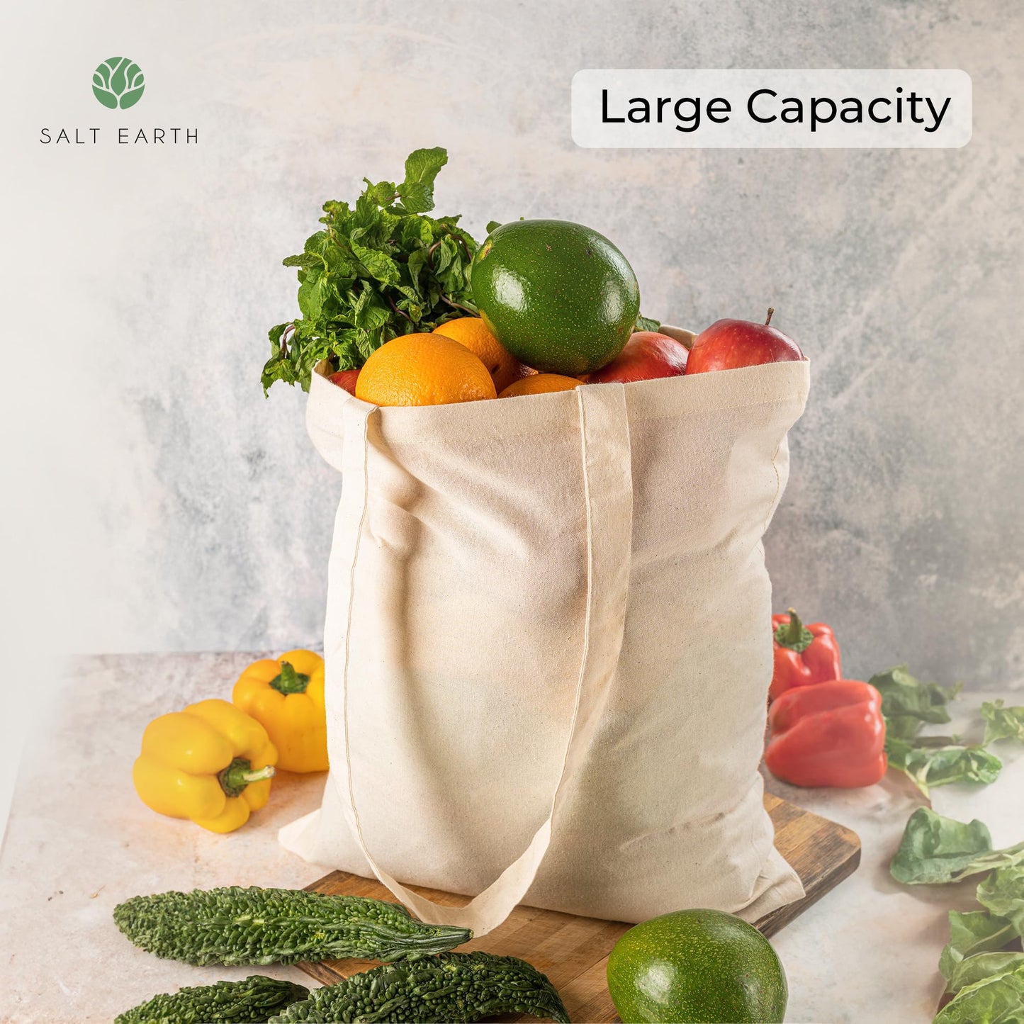 Optima Premium Cotton Reusable Tote Bag - Set of 6, Multipurpose