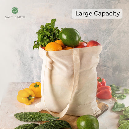 Optima Premium Cotton Reusable Tote Bag - Set of 6, Multipurpose