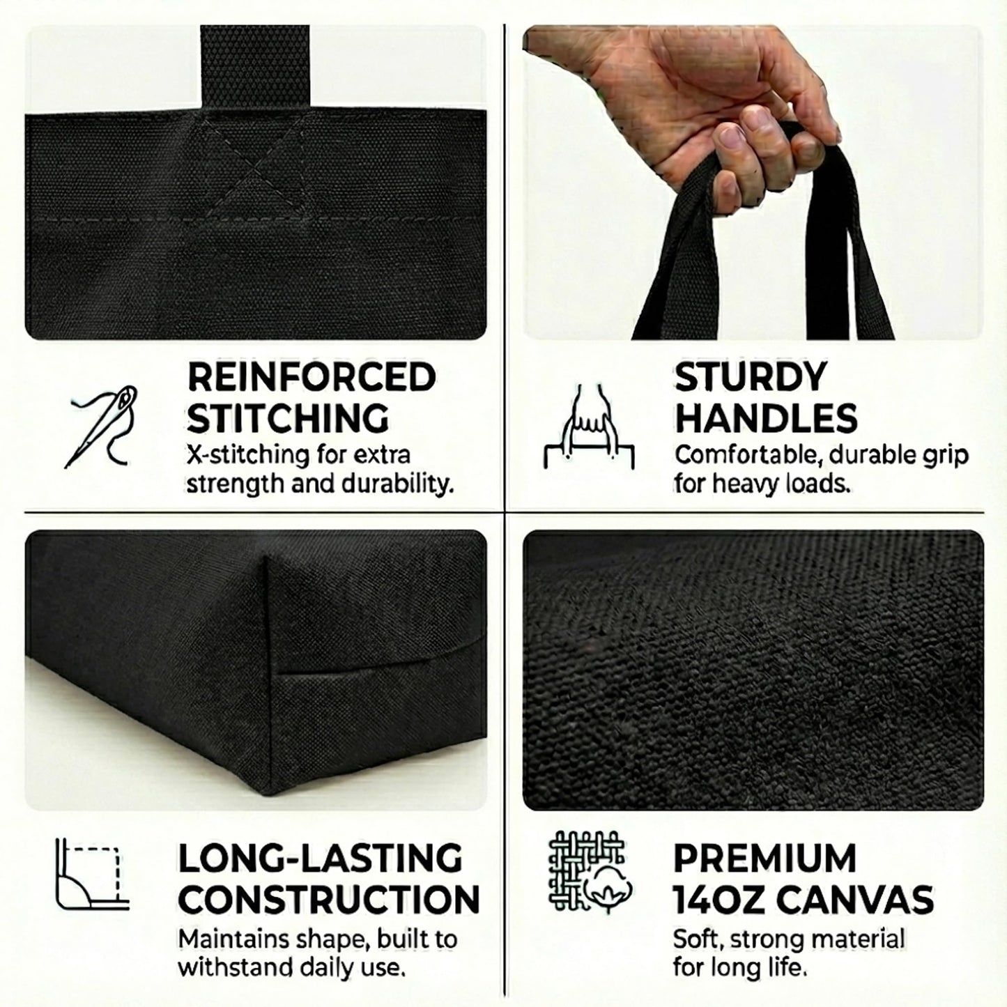 Optima Extra Large Canvas Tote Bag - Reusable Grocery Carrier