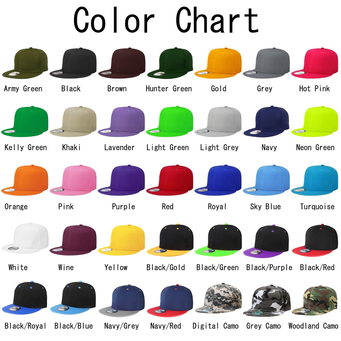 Optima Premium Adjustable Snapback Hat - 12 Pack Assorted Colors