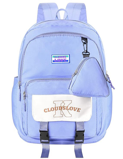 Clouds love School Backpacks for Teen Girls - Laptop Backpacks 15.6 Inch College Cute Bookbag Anti Theft Women Casual Daypack(Purple)Combo