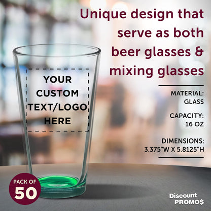 Optima Premium Heavy Duty Beer Pint Glasses - 16 oz, Set of 50