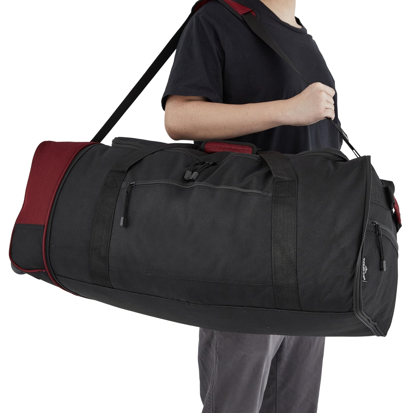 Optima Premium 32-Inch Collapsible Duffel Bag - Black/Red