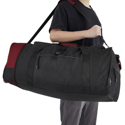Optima Premium 32-Inch Collapsible Duffel Bag - Black/Red