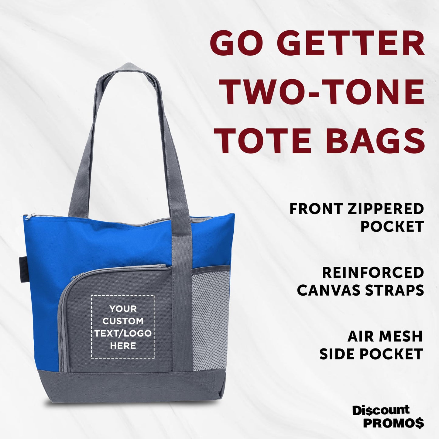 Optima Premium Sport Tote Bag - 24 Pack, Zipper Pocket, Blue
