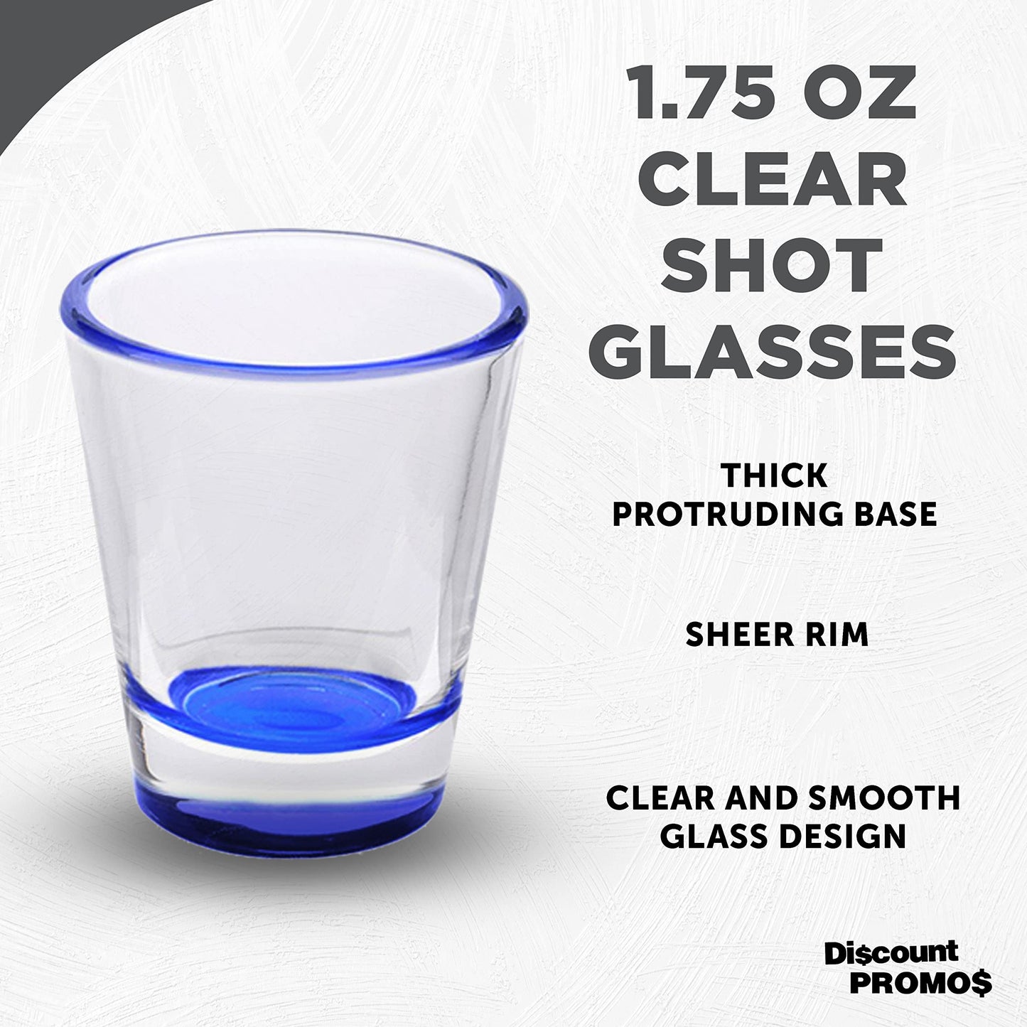 Optima Premium Shot Glasses Set - 1.75 oz, 10-Pack, Blue Bottom