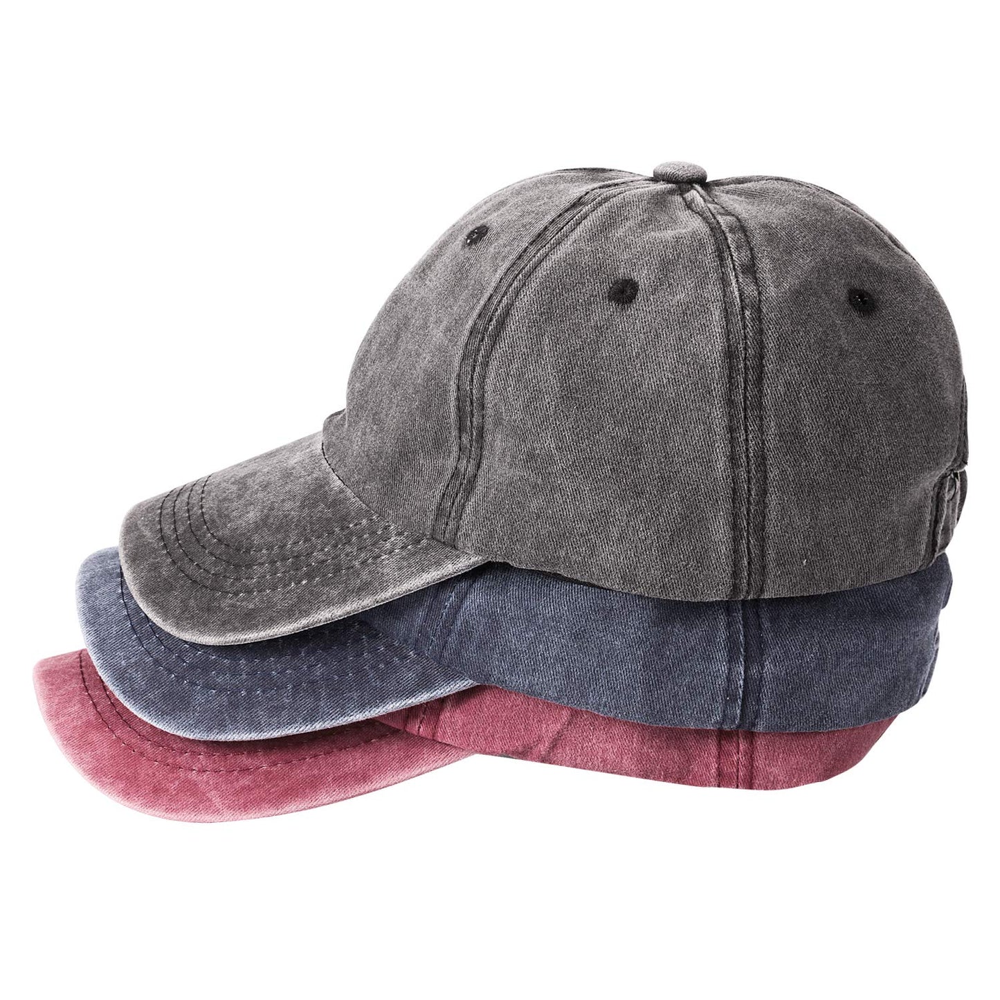 Optima Vintage Washed-Cotton Baseball Caps - Adjustable Unstructured Hats