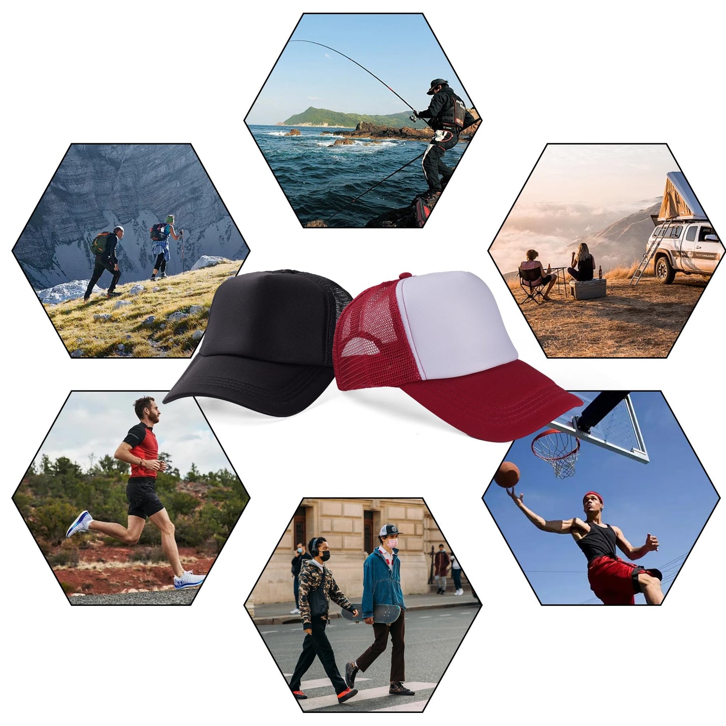 Optima Premium Mesh Trucker Hats - 15 Pack Customizable Blanks