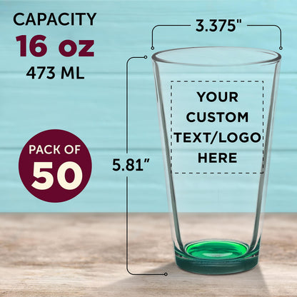 Optima Premium Heavy Duty Beer Pint Glasses - 16 oz, Set of 50