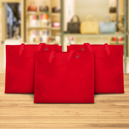 Optima Premium Reusable Canvas Tote Bags - 10 Pack - Red