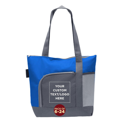 Optima Premium Sport Tote Bag - 24 Pack, Zipper Pocket, Blue
